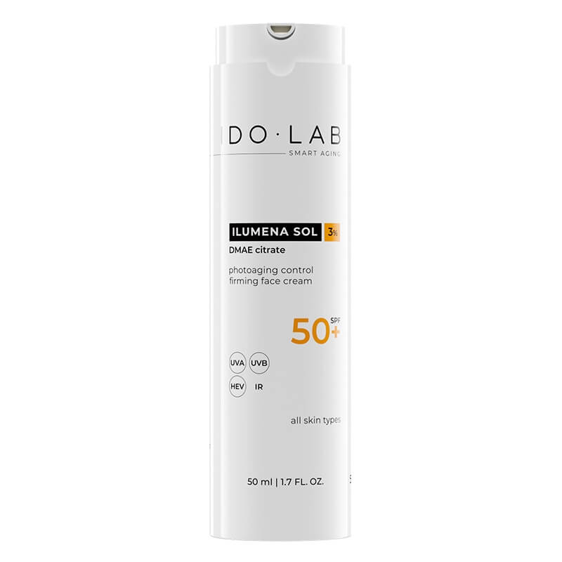 Ido Lab Ilumena Sol 3% DMAE Citrate Photoaging Control Krem ochronno-przeciwzmarszczkowy z DMAE 3% SPF 50+ 50 ml