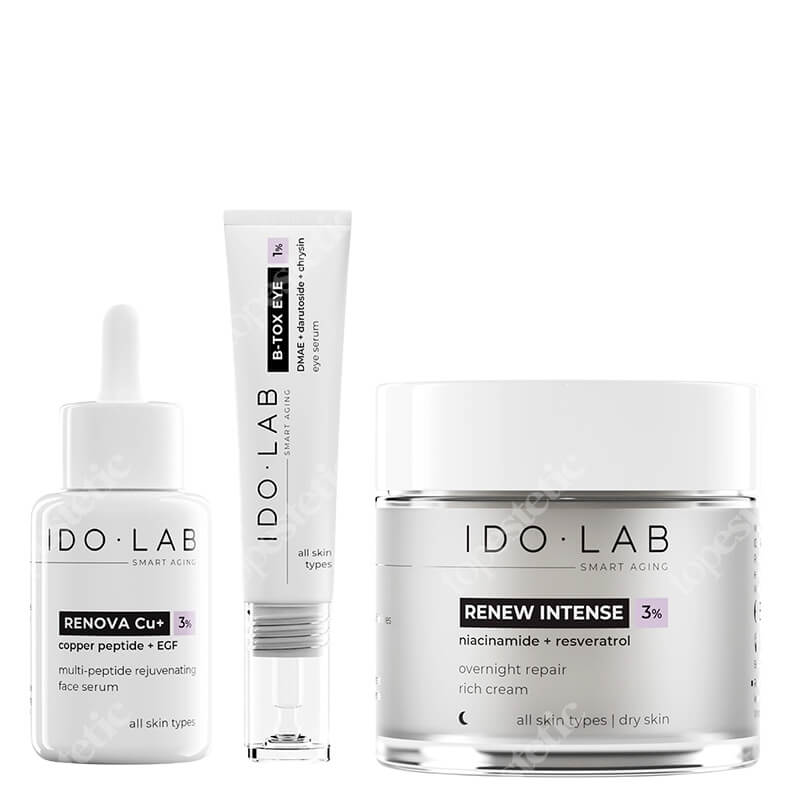Ido Lab Renew Instense Set ZESTAW Serum z peptydem miedziowym 30 ml + Serum pod oczy 15 ml + Rewitalizujący krem na noc 50 ml