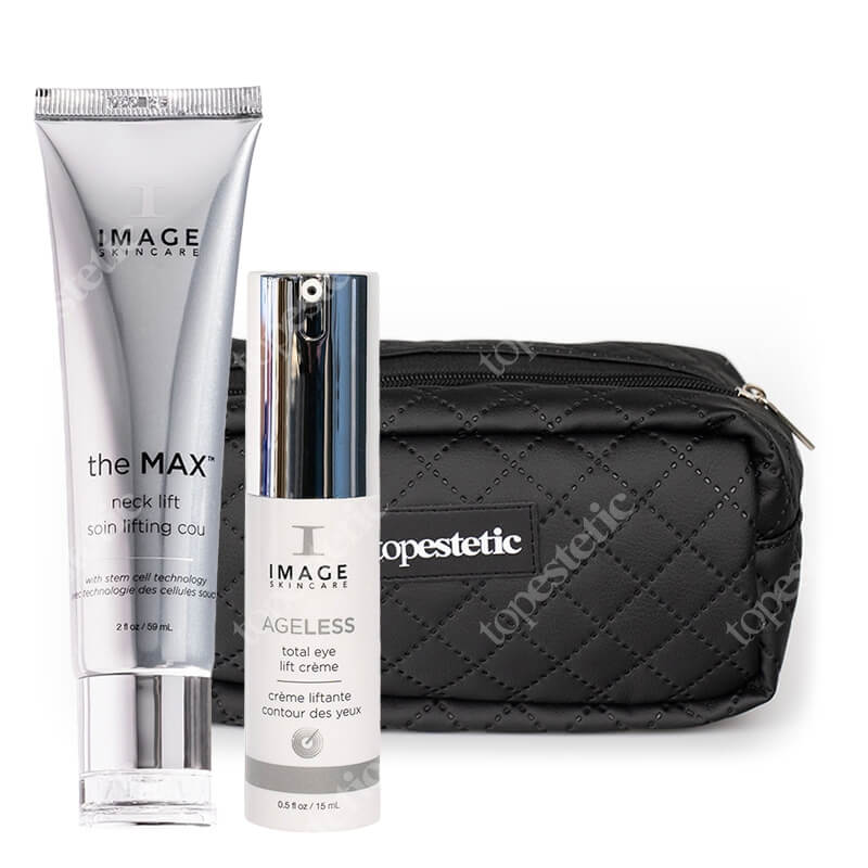 Image Skincare Pielęgnacja Liftingująca ZESTAW Krem silnie ujędrniający na szyję, podbródek i dekolt 59 ml + Liftingujący krem pod oczy z kwasem glikolowym 15 ml + Kosmetyczka 1 sz