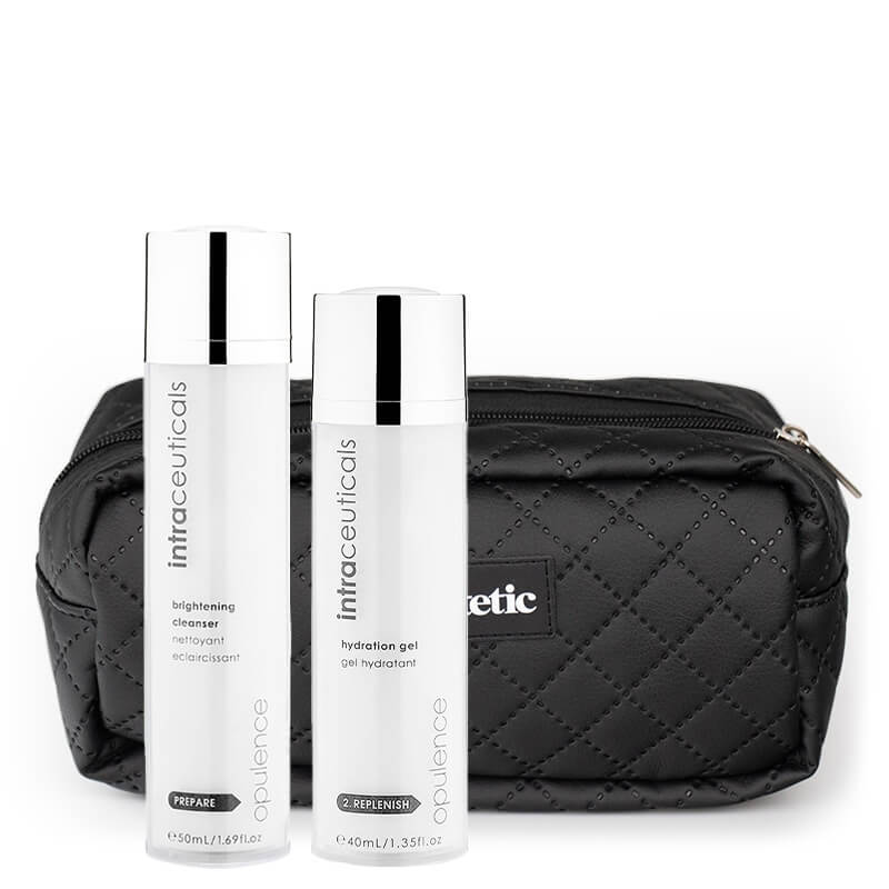 Intraceuticals Brightening Cleanser + Brightening Hydration Gel Opulence ZESTAW Zmywacz rozjaśniający 50 ml + Rozjaśniający żel nawadniający 40 ml + Kosmetyczka 1 szt