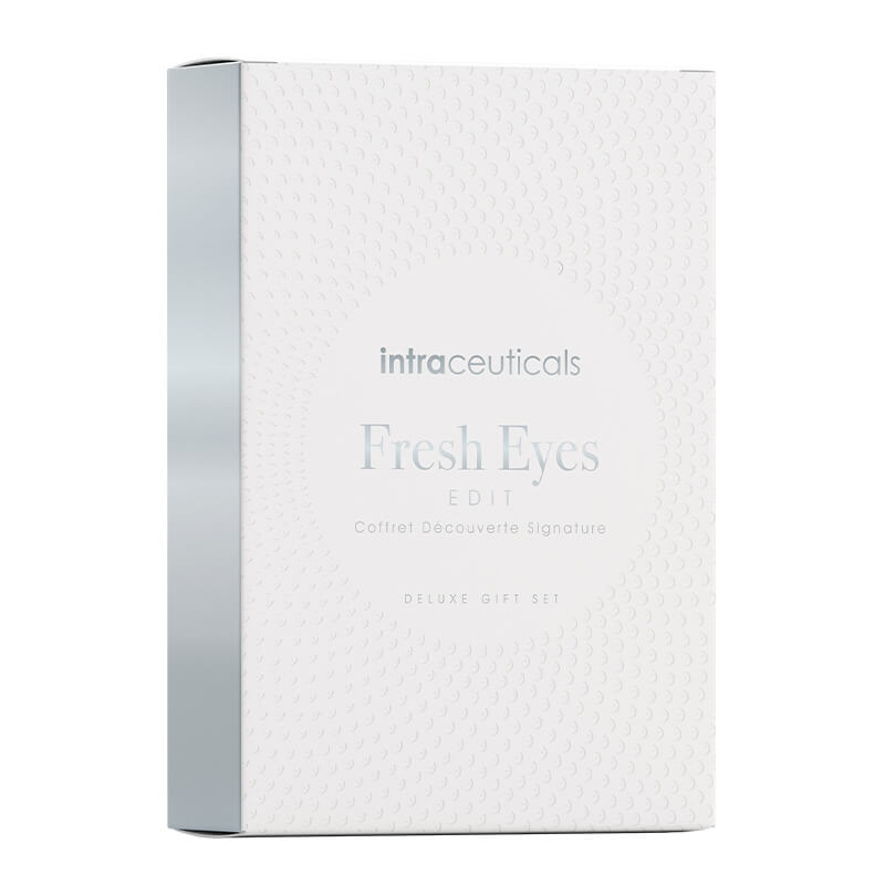 Intraceuticals Fresh Eyes Edit ZESTAW Żel na okolice oczu 15 ml + Płatki pod oczy 6 szt. + Gua sha 1 szt