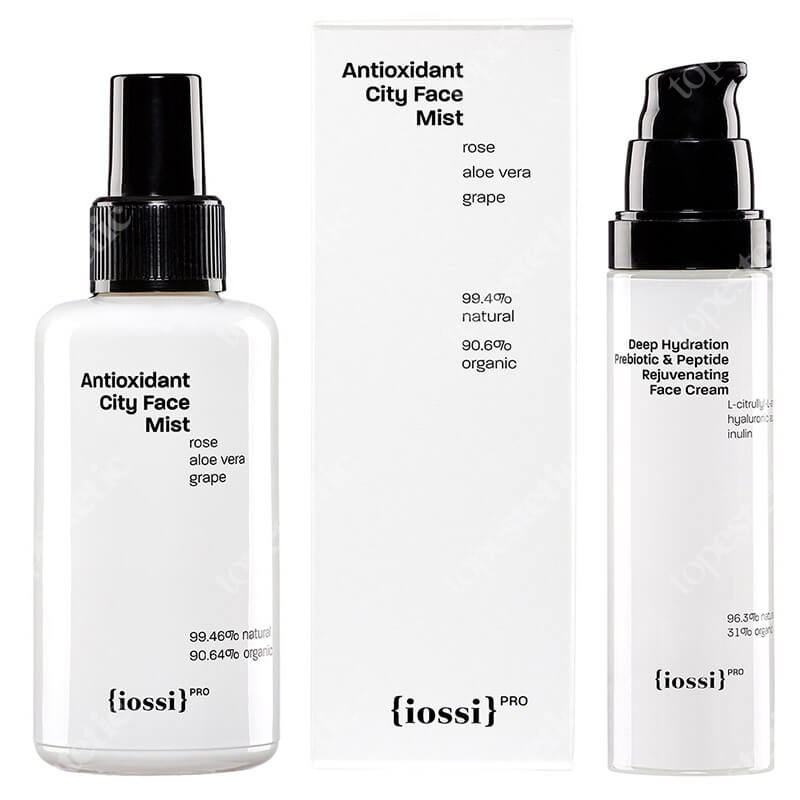 Iossi Antioxidant Set ZESTAW Antyoksydacyjna mgiełka z hydrolatem z róży 100 ml + Krem z naturalnym peptydem z czerwonej algi 50 ml