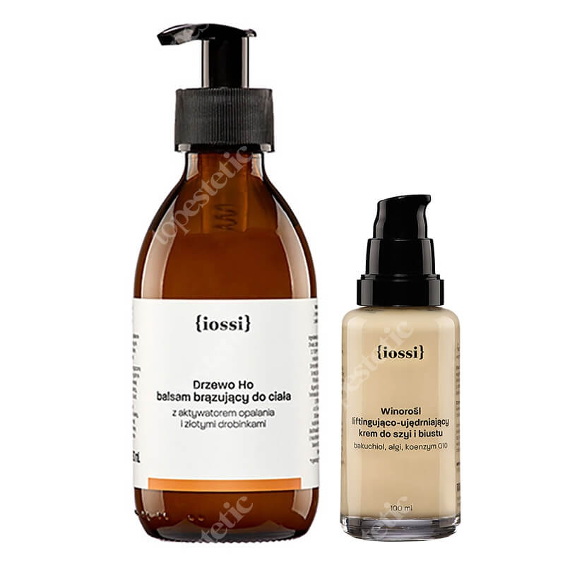 Iossi Winorośl + Drzewo Ho ZESTAW Liftingująco-ujędrniający krem do szyi, dekoltu i biustu 100 ml + Balsam brązujący 190 ml