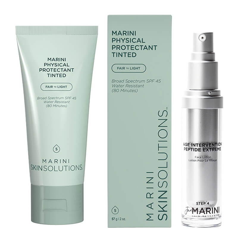 Jan Marini Age Intervention® Peptide Extreme + Marini Physical Protectant SPF 45 Tinted Fair To Light ZESTAW Lotion regenerujący po zabiegach estetycznych 30 ml + Krem ochronny koloryzujący (kolor jasny) 57 g