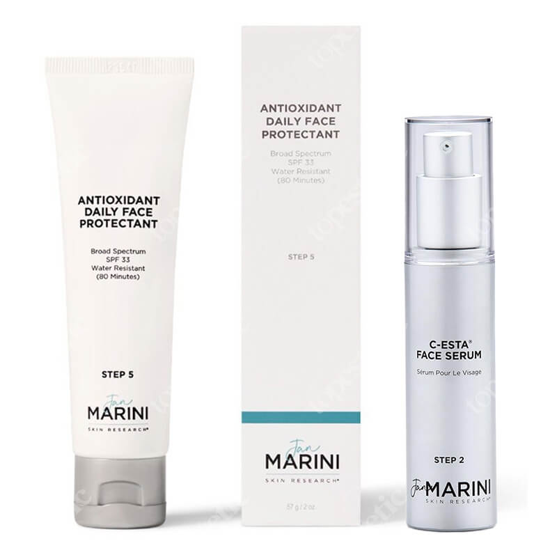 Jan Marini C-ESTA Face Serum + Antioxidant Daily Face Protectant SPF 30 ZESTAW Serum do twarzy z witaminą C i DMAE 30 ml + Antyoksydacyjny krem ochronny 57 g