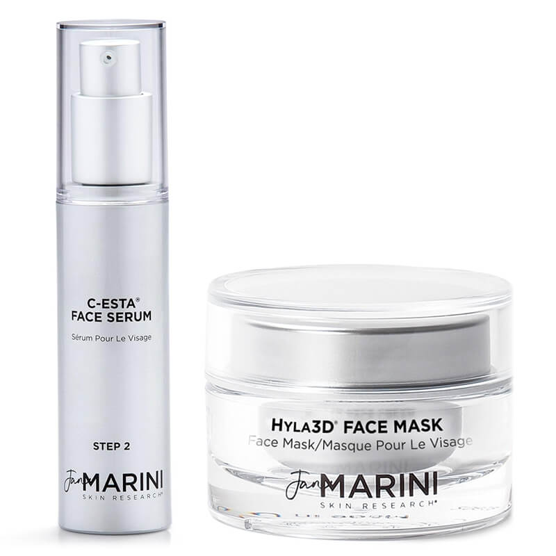 Jan Marini C-ESTA® Face Serum + Hyla3D® Face Mask ZESTAW Serum do twarzy z witaminą C i DMAE 30 ml + Głęboko nawilżająca maska do twarzy 28 g