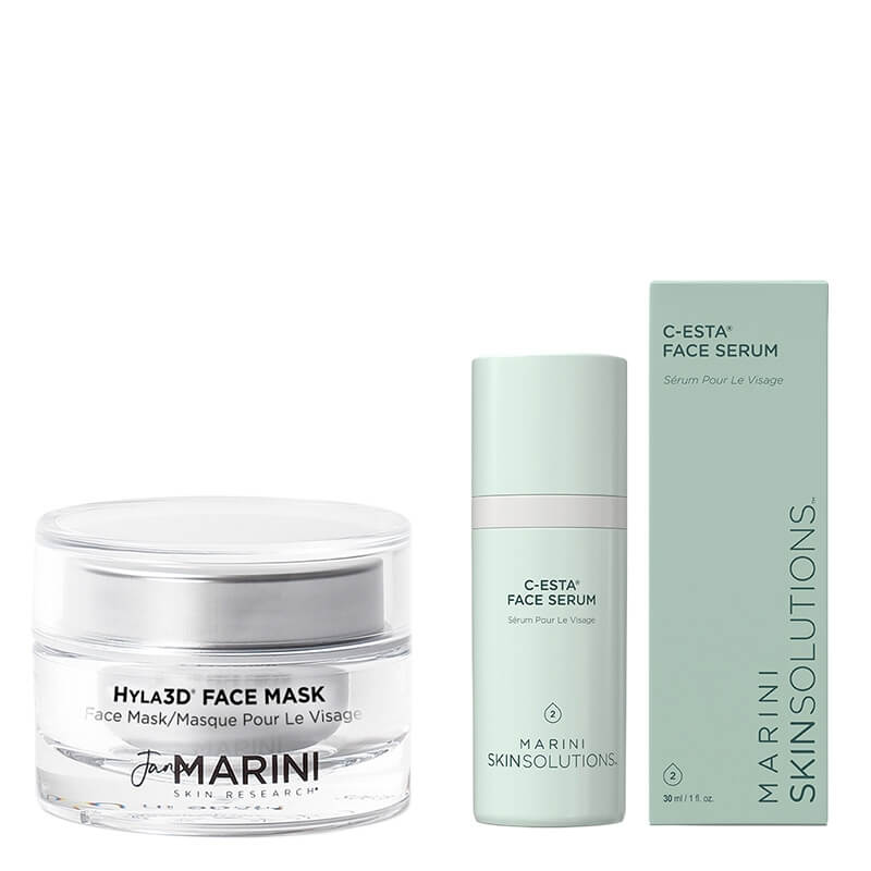 Jan Marini C-ESTA® Face Serum + Hyla3D® Face Mask ZESTAW Serum do twarzy z witaminą C i DMAE 30 ml + Głęboko nawilżająca maska do twarzy 28 g