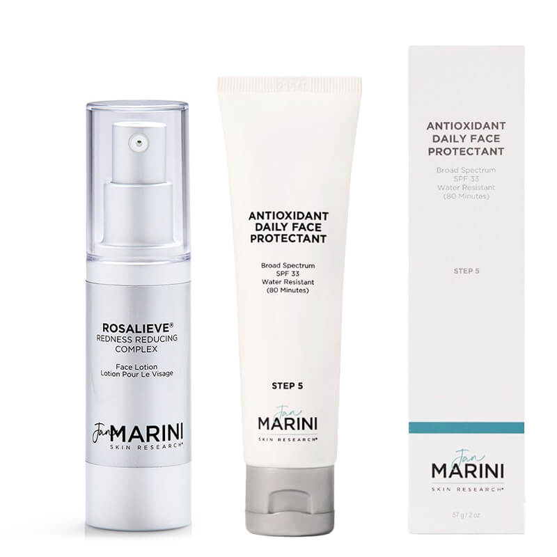 Jan Marini Codzienna Pielęgnacja Redukująca Przebarwienia ZESTAW Lotion redukujący zaczerwienienia 30 ml + Antyoksydacyjny krem ochronny 57 g