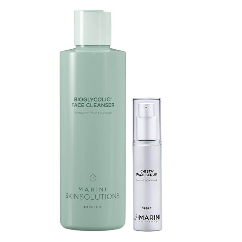 Jan Marini Oczyszczenie i Rozświetlenie ZESTAW Serum do twarzy z witaminą C i DMAE 30 ml + Emulsja do mycia twarzy z kwasem glikolowym 237 ml