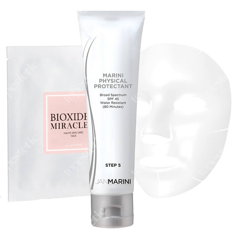 Jan Marini Zestaw Ochronno - Antyoksydacyjny Z Kolorem ZESTAW Krem ochronny koloryzujący SPF 45, 57 g + Maska na twarz nawilżająco - liftingująca 1 szt
