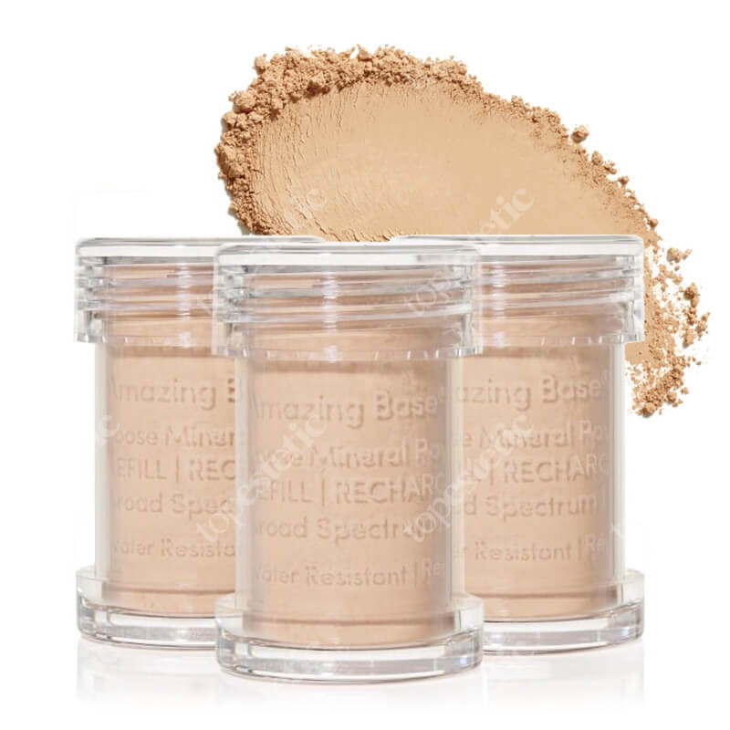Jane Iredale Amazing Base Refillable Brush SPF 20 Refill Sypki puder mineralny (kolor Natural), wkład 3 x 2,5 g