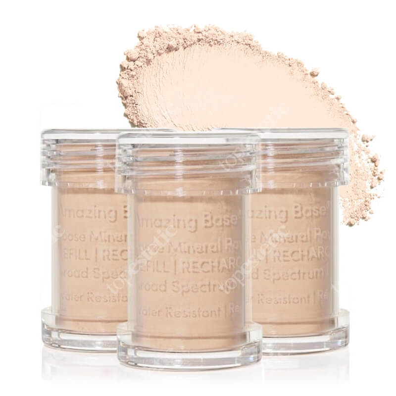 Jane Iredale Amazing Base Refillable Brush SPF 20 Refill Sypki puder mineralny (kolor Ivory), wkład 3 x 2,5 g