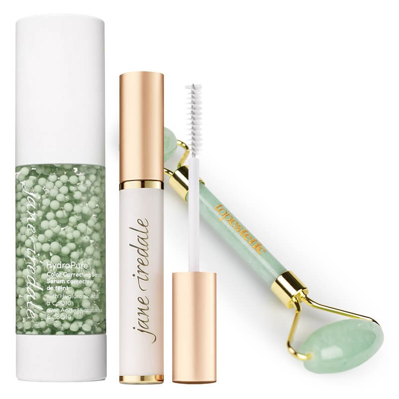 Jane Iredale Pure Lash Extender&Conditioner + HydroPure Color Correcting Serum + Roller Topestetic ZESTAW Odżywka do rzęs 9 g + Korygujące serum 30 ml + Roller jadeit 1 szt