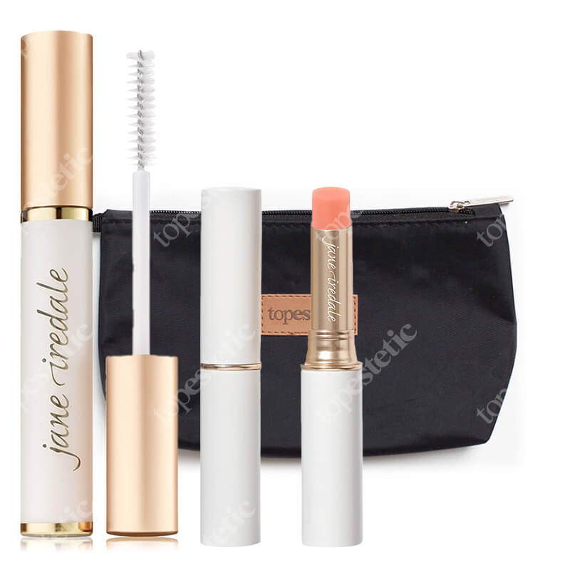 Jane Iredale Pure Lash Extender&Conditioner + Just Kissed ZESTAW Odżywka do rzęs 9 g + Pomadka do ust i policzków (kolor Forever Pink) 3 g + Kosmetyczka 1 szt