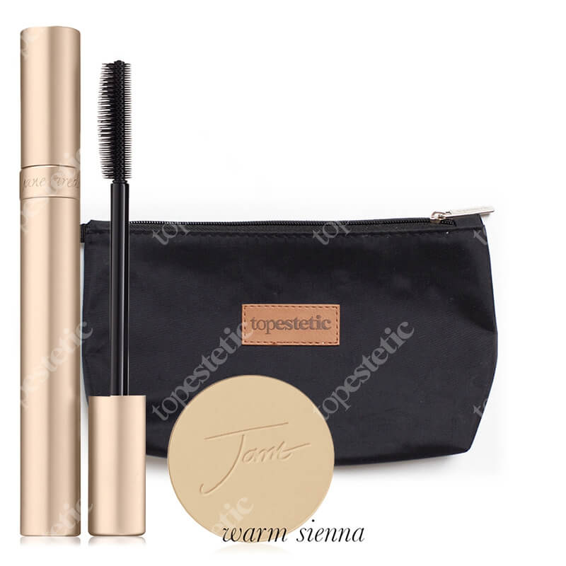 Jane Iredale PurePressed Base Mineral Foundation SPF 20 Refill + Pure Lash Lenghtening Mascara ZESTAW Puder prasowany - Wkłady 9,9 g (kolor Warm Sienna) + Tusz do rzęs 7 g (kolor Jet Black) + Kosmetyczka 1 szt
