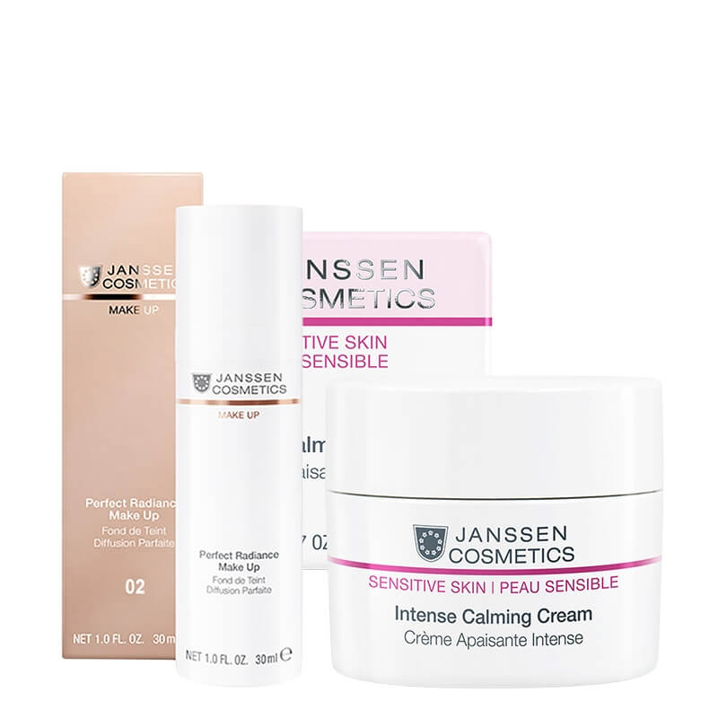 Janssen Cosmetics Calming + Perfect Radiance ZESTAW Krem odżywczy 50 ml + Podkład do perfekcyjnego rozświetlenia skóry (Kolor 02) 30 ml