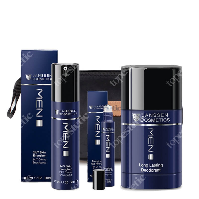 Janssen Cosmetics Men Care ZESTAW Roll-on do okolicy oczu 15 ml + Dezodorant w sztyfcie 30 g + Krem na dzień i na noc 50 ml + Kosmetyczka 1 szt