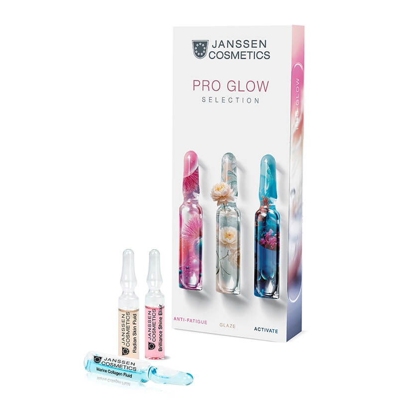 Janssen Cosmetics Pro Glow Selection ZESTAW Ampułki z kolagenem morskim 2x 2ml + Aktywator młodości i blasku 2x2 ml + Ampułka naturalny blask 3x 2 ml