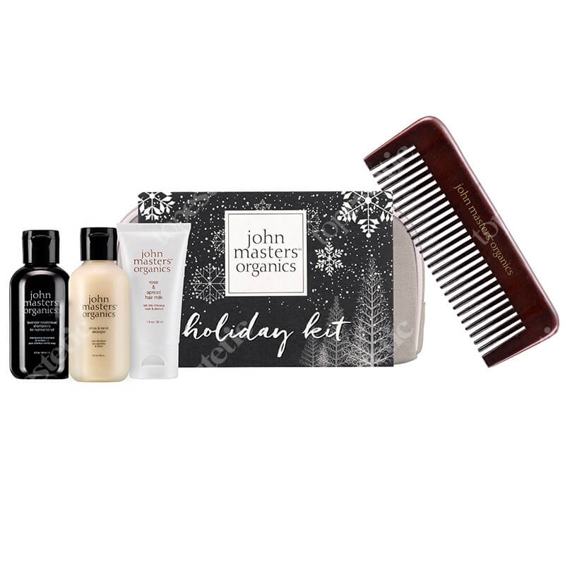 John Masters Organics Holiday Kit 2019 ZESTAW Szampon 60 ml + Odżywka 60 ml + Mleczko 30 ml + Grzebień 1 szt.