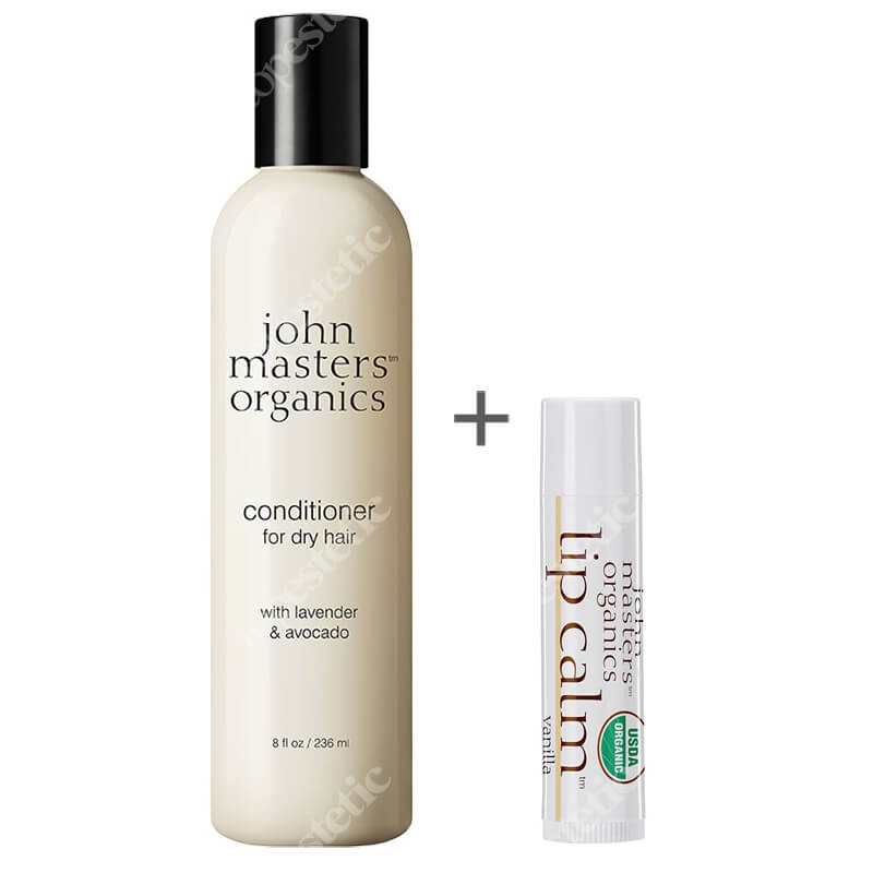 John Masters Organics Lavender And Avocado Intensive Conditioner + Szminka Gratis ZESTAW Lawenda i awokado – intensywna odżywka 236 ml + Balsam do ust - Wanilia 4 g