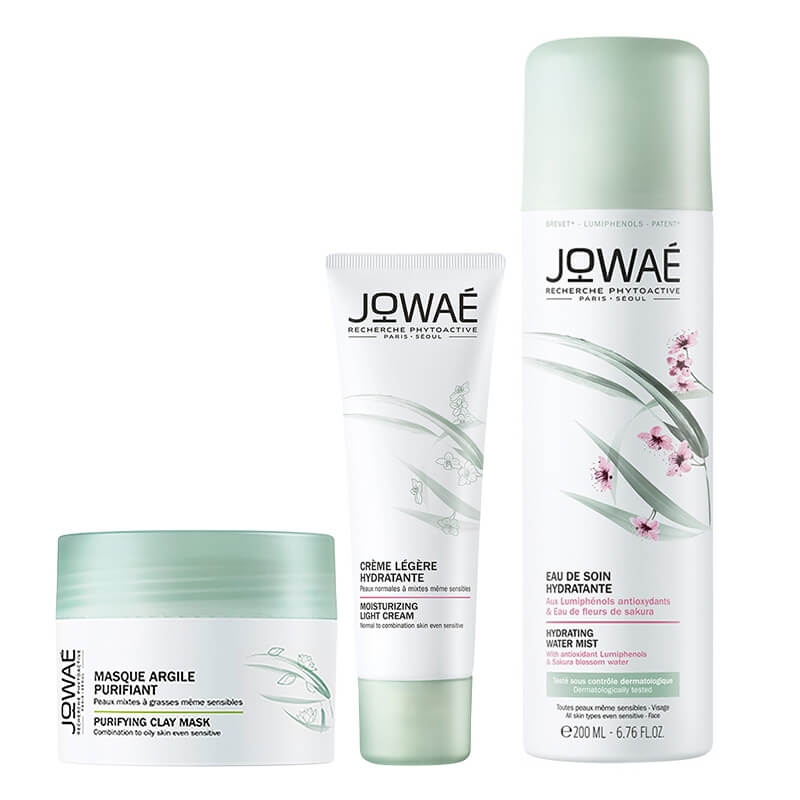 Jowae Hydrating Skin Set ZESTAW Maska z glinką 50 ml + Woda nawilżająca w sprayu 200 ml + Lekki krem nawilżający 40 ml