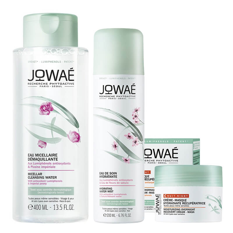 Jowae Hydrating Skin ZESTAW Woda micelarna 400 ml + Woda nawilżająca w sprayu 200 ml + Nawilżająco-regenerujący krem-maska do twarzy 40 ml