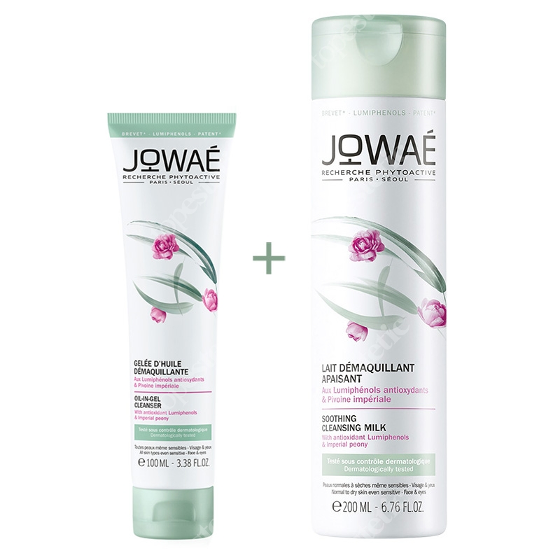 Jowae Oil In Gel Cleanser + Soothing Cleansing Milk ZESTAW Oczyszczający olejek w żelu 100 ml + Kojące mleczko micelarne 200 ml
