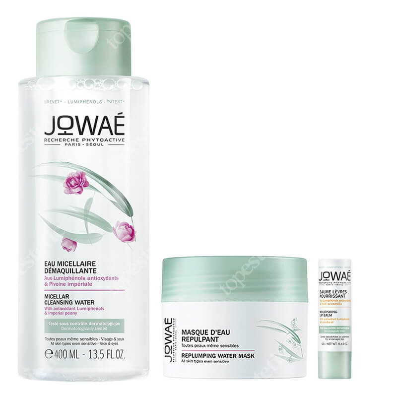 Jowae Perfect Set ZESTAW Woda micelarna do demakijażu 400 ml + Odżywczy balsam do ust 4 g + Nawilżająca hydro-maska 50 ml