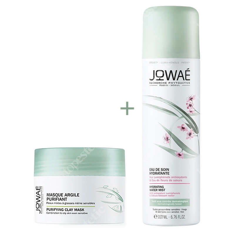 Jowae Purifying Clay Mask + Hydrating Water Mist ZESTAW Oczyszczająca maska z glinką 50 ml + Pielęgnująca mgiełka 200 ml