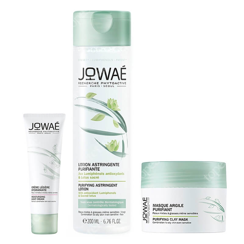 Jowae Purifying + Moisturizing Set ZESTAW Oczyszczająca maska z glinką 50 ml + Tonik 200 ml + Lekki krem nawilżający 40 ml