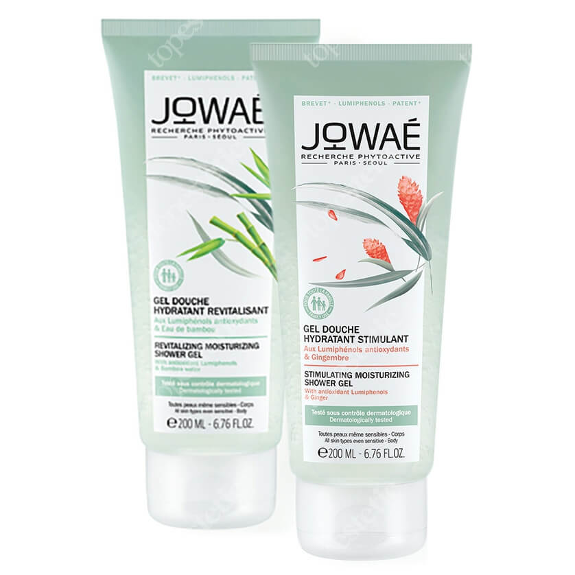 Jowae Revitalizing And Stimulating Shower Set ZESTAW Żel pod prysznic z wodą bambusową 200 ml + Żel pod prysznic z imbirem 200 ml