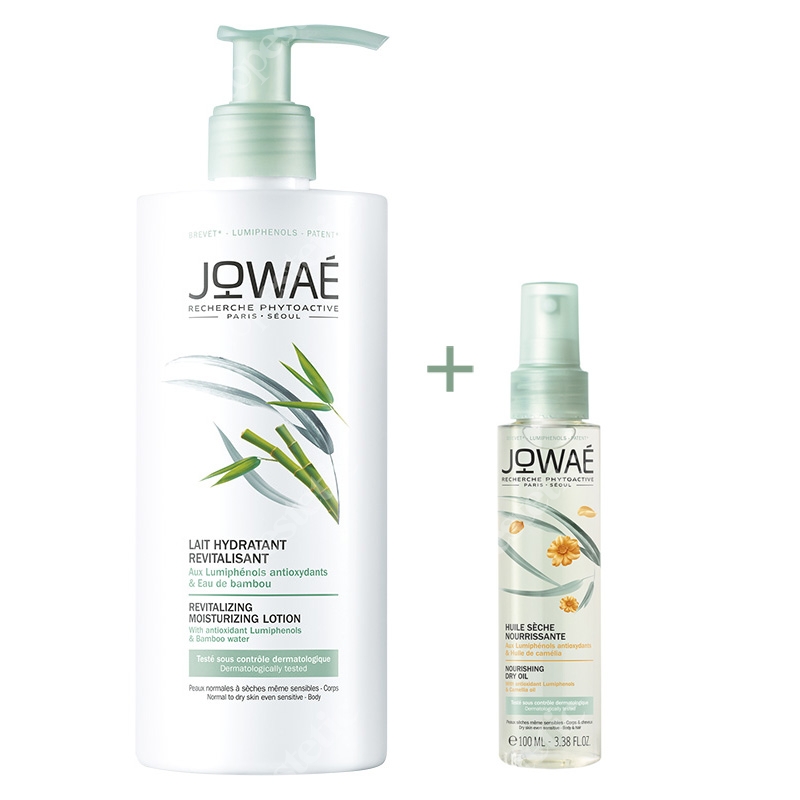Jowae Revitalizing Moisturizing Lotion + Nourishing Dry Oil ZESTAW Rewitalizujące mleczko odżywcze 400 ml + Odżywczy suchy olejek 100 ml