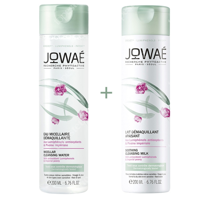 Jowae Soothing Cleansing Milk + Micellar Cleansing Water ZESTAW Kojące mleczko micelarne 200 ml + Woda micelarna 200 ml