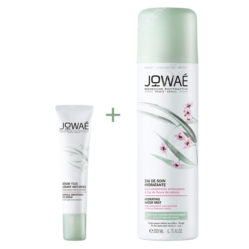 Jowae Wrinkle Smoothing Eye Serum + Hydrating Water Mist ZESTAW Serum wygładzające zmarszczki wokół oczu 15 ml + Pielęgnująca mgiełka 200 ml
