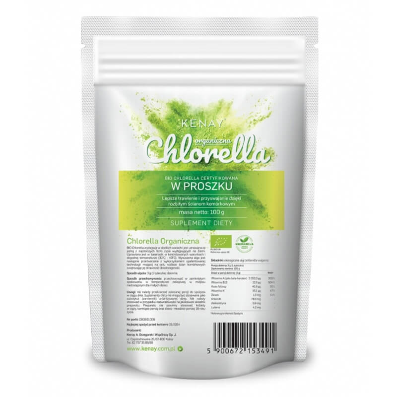 Kenay Chlorella Organiczna Suplement diety w proszku 100 g