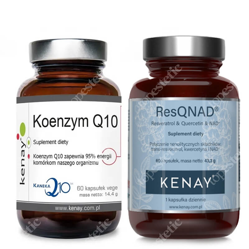 Kenay Suplementacja Przeciwzmarszczkowa ZESTAW Koenzym Q10 60 kapsułek + Resweratrol, kwercetyna i NAD+ 60 kapsułek