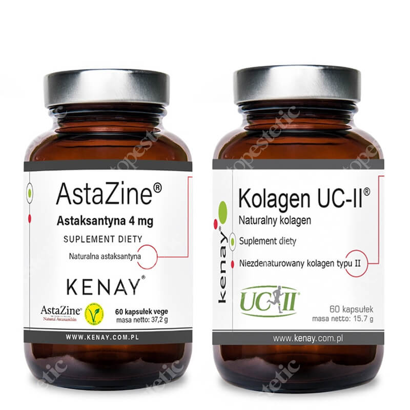Kenay Piękne Włosy i Skóra ZESTAW Kolagen UC-II 60 kapsułek + Astaksantyna 4 mg 60 kapsułek