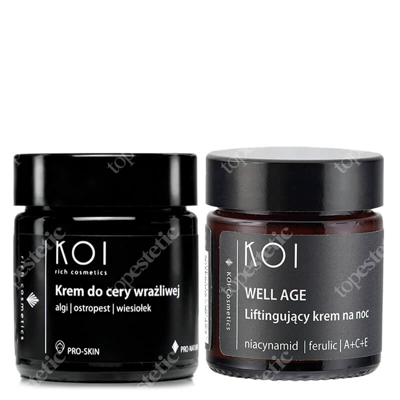 Koi Dzień i Noc ZESTAW Łagodzi, nawilża, działa przeciwzapalnie 30 ml + Niacynamid, ferulic, witaminy A+C+E 30ml