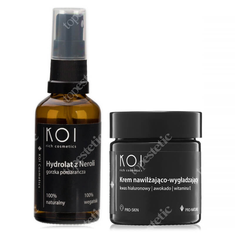 Koi Hydrolat z Neroli + Krem Nawilżająco-Wygładzający ZESTAW Gorzka pomarańcza 50 ml + Kwas hialuronowy, awokado, witamina E 30 ml