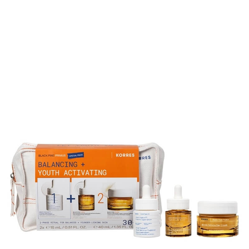 Korres Balancing + Youth Activating ZESTAW Serum 15 ml + Booster 15 ml + Krem na dzień 40 ml