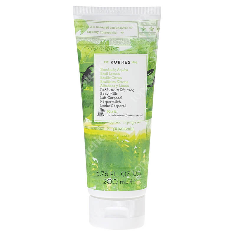 Korres Body Milk Basil Lemon Mleczko nawilżające o zapachu bazylii i cytryny 200 ml