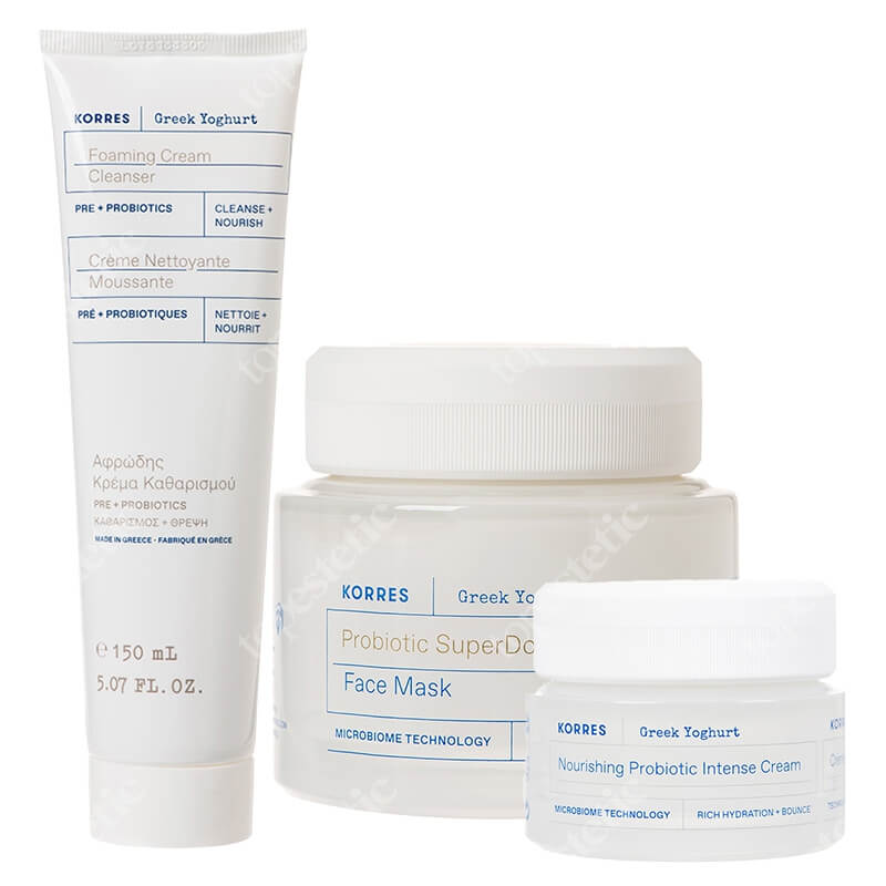 Korres Greek Yoghurt Set ZESTAW Żel do mycia twarzy 150 ml + Kojący krem 40 ml + Maska 100 ml