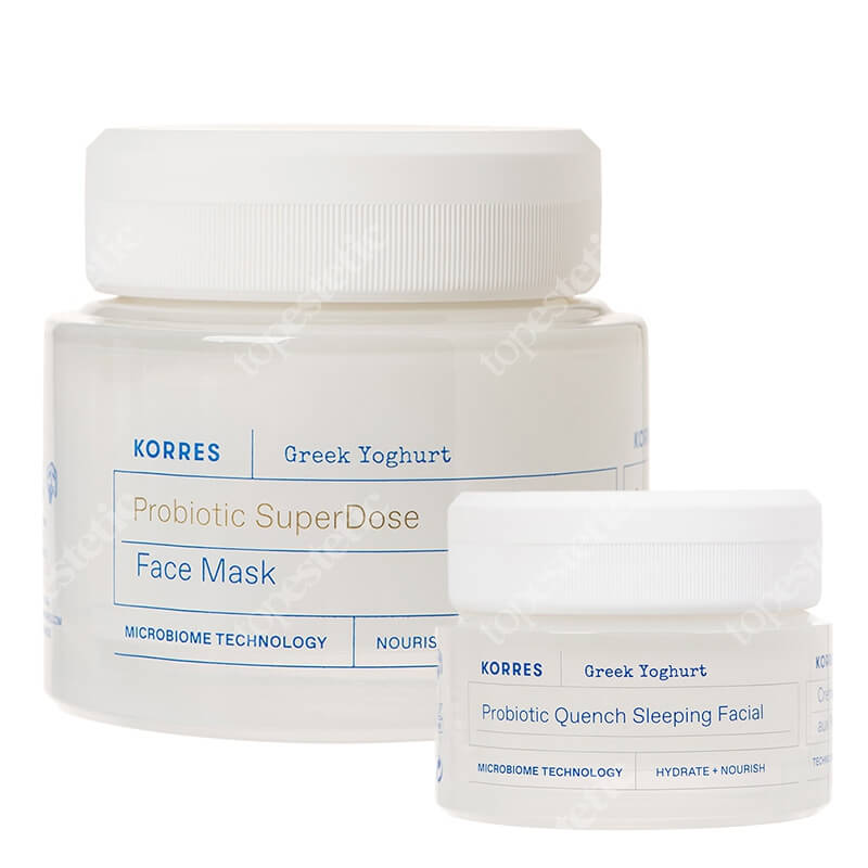 Korres Greek Yoghurt Super Mask Set ZESTAW Odżywcza krem-maska z probiotykami na noc 40 ml + Maska do twarzy 100 ml