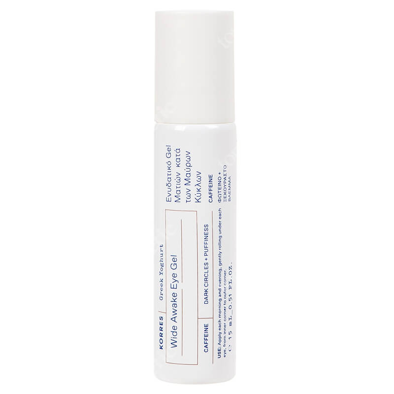 Korres Greek Yoghurt Wide Awake Eye Gel Chłodzący żel pod oczy roll - on z kofeiną 15 ml
