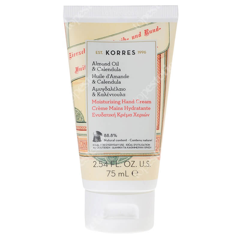 Korres Hand Cream Almond Oil and Calendula Krem nawilżający do rąk z olejkiem migdałowym i nagietkiem 75 ml