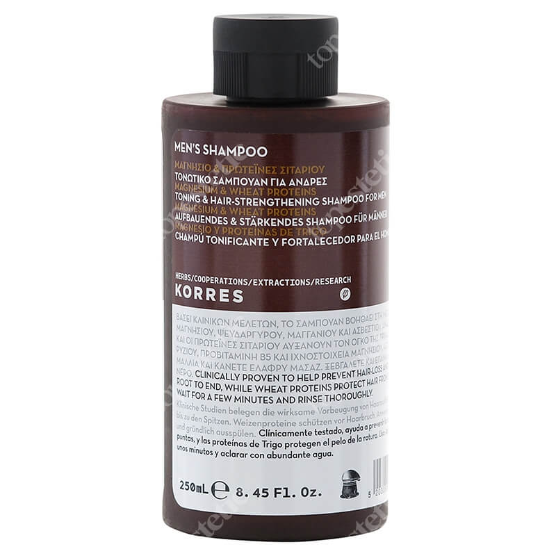 Korres Mens Shampoo Szampon wzmacniający do włosów z magnezem i proteinami pszenicy 250 ml