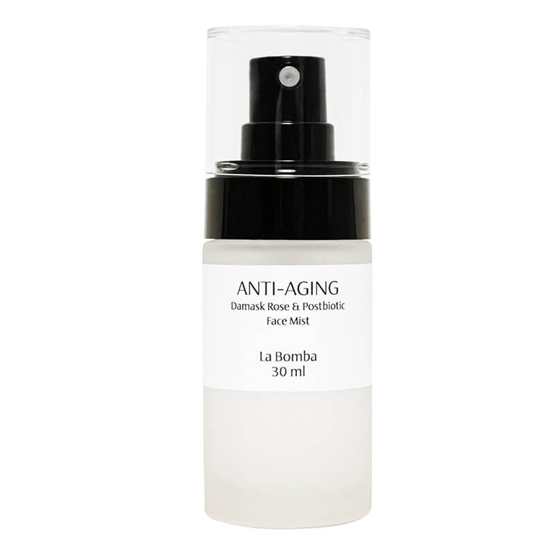 La Bomba Anti-Aging Mist Damask Rose Postbiotic Mgiełka nawilżająco-wygładzająca o zapachu geranium 30 ml