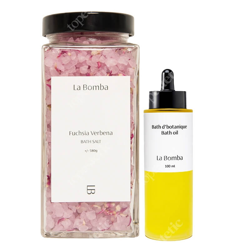 La Bomba Bath d'botanique Bath Oil + Fuchsia Verbena ZESTAW Olejek do kąpieli 100 ml + Sól do kąpieli 580 g