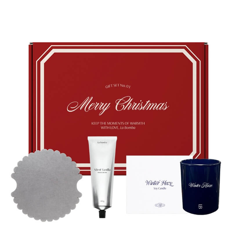 La Bomba Gift Set #8 ZESTAW Świeca 150 g + Odżywczy krem do rąk 40 g + Stalowa podstawka 1 szt