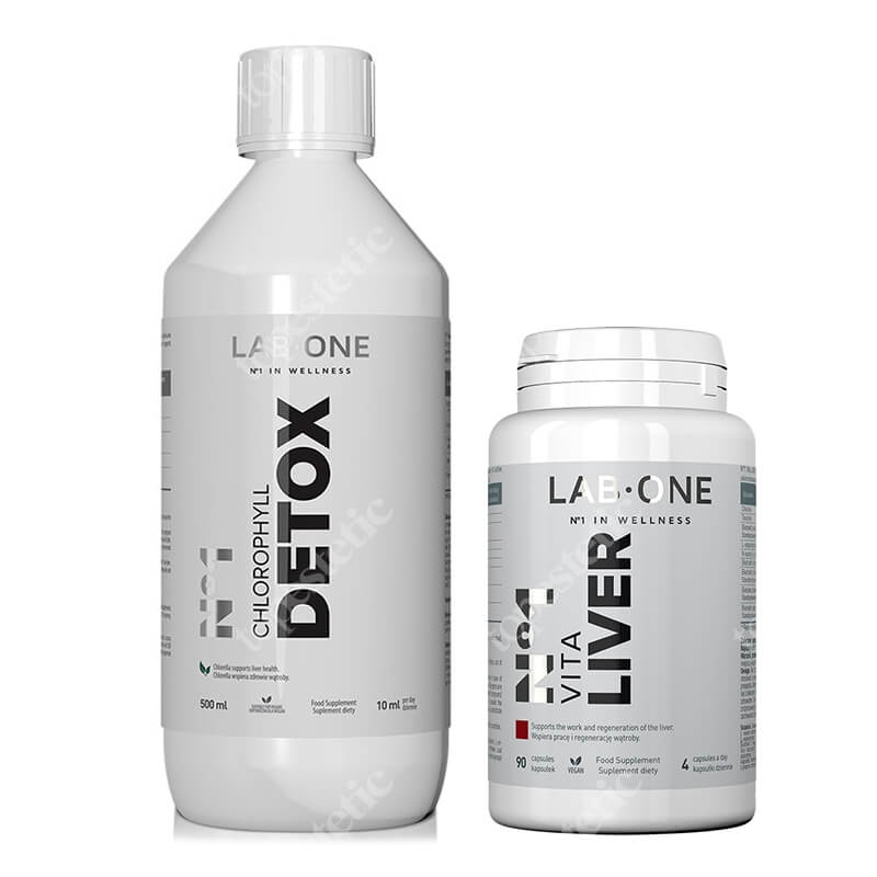 Lab One Kuracja Detox I Wsparcie Watroby ZESTAW Suplement diety 500 ml + Suplement diety 90 kaps.